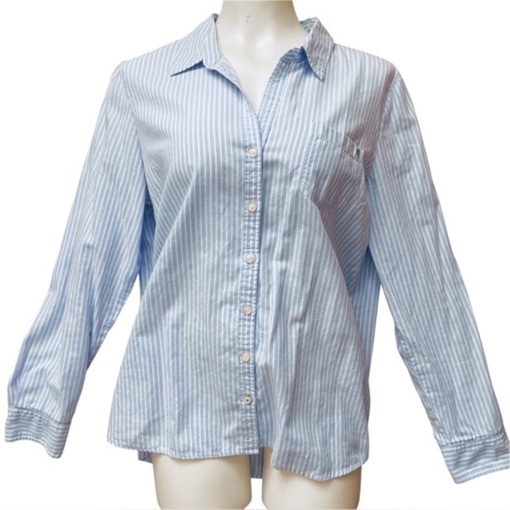 Tommy Hilfiger Blue White Striped Cotton Button Down Shirt XL